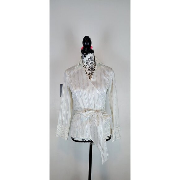 LOFT Tops - ANN TAYLOR LOFT TOP Top Womens SZ 8 Double-Breasted Button-Down Shirt Stripped W